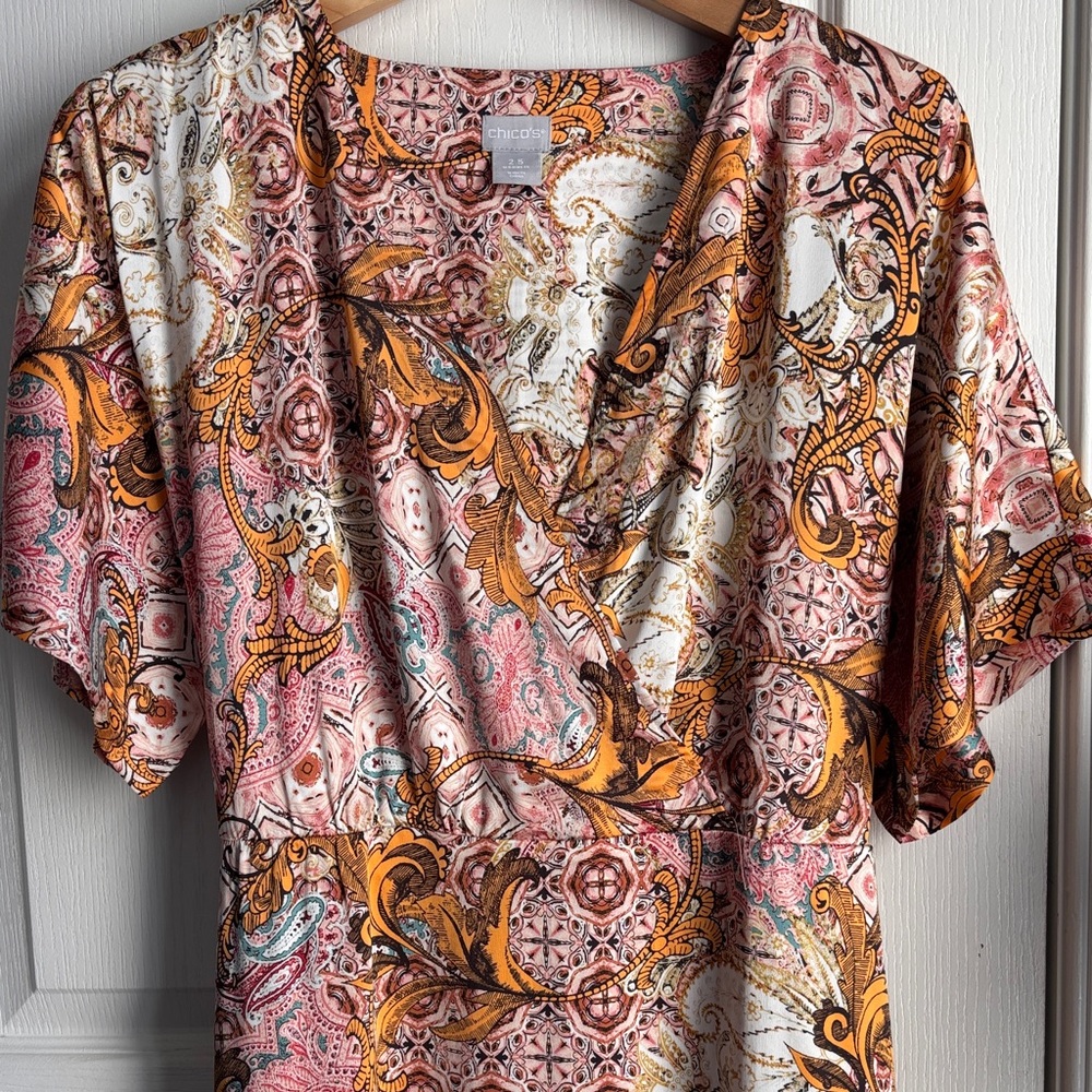 Chico's Paisley Maxi Silky Dress - Picture 3 of 11